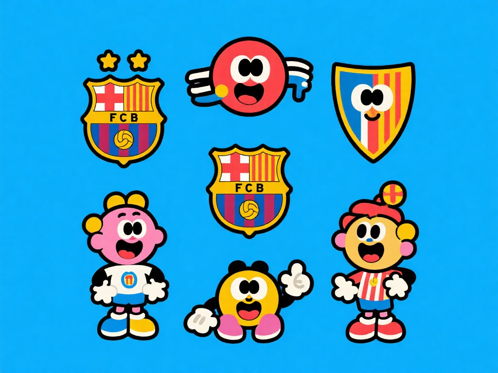 卡通风格的西甲队标 在足球文化盛行的今天,队徽不仅仅是球队的